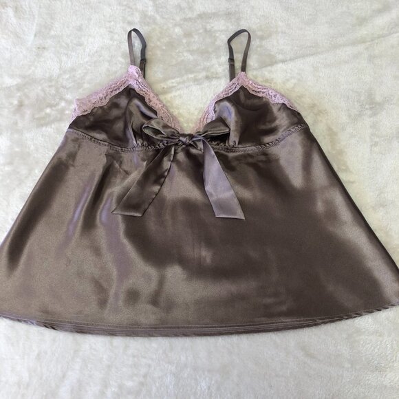 La Senza Lingerie Dark Taupe & Pink Satin Camisole Size Med - Picture 4 of 9